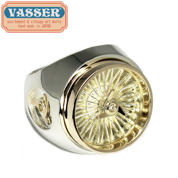 正規取扱店 VASSER(バッサー)Wire Wheel Ring Silver×K10 Gold w/3Diamond(ワイヤーホイールリングシルバー×10金ゴールド w/3ダイヤ)