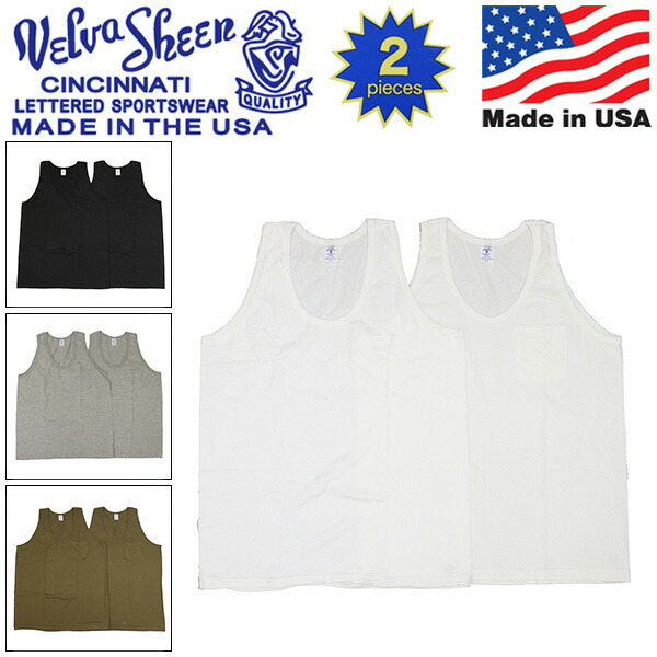 置き目取りまわし店 Velva Sheen (ベルバシーン) 161108 2PAC TANK TOP 2風呂敷き包み 貯蔵タンクいの一番 w/PKT 亜米利加製 VLVS022