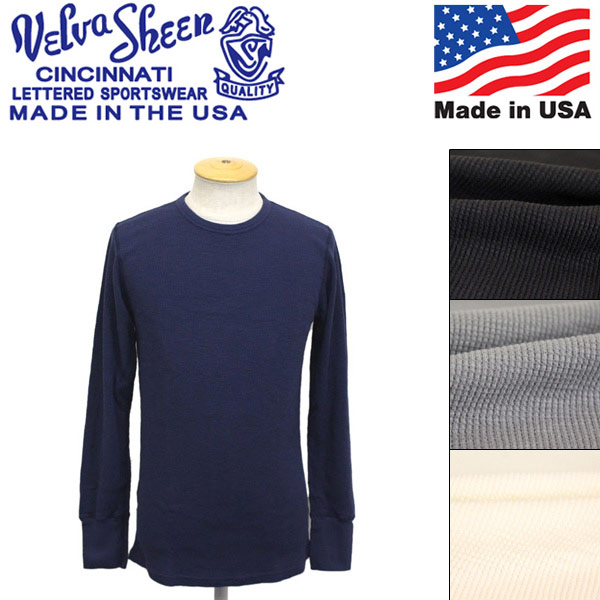 正規取扱店 Velva Sheen (ベルバシーン) 161462 1PAC Crew Neck THERMAL Long Pac T-shirt クルーネック サーマル ロングTシャツ アメリカ製 全4色 VLVS005