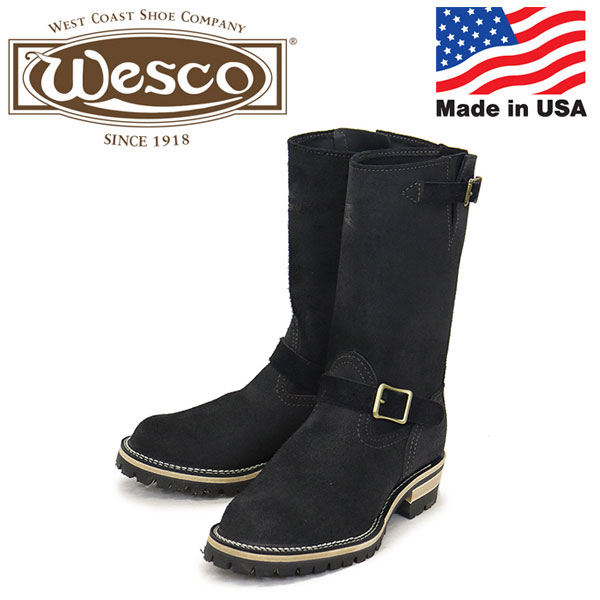 正規取扱店 WESCO (ウエスコ) BK7700100 Custom Boss ボス レザーブーツ Black All Rough-out BS87｜BOOTSMAN 店