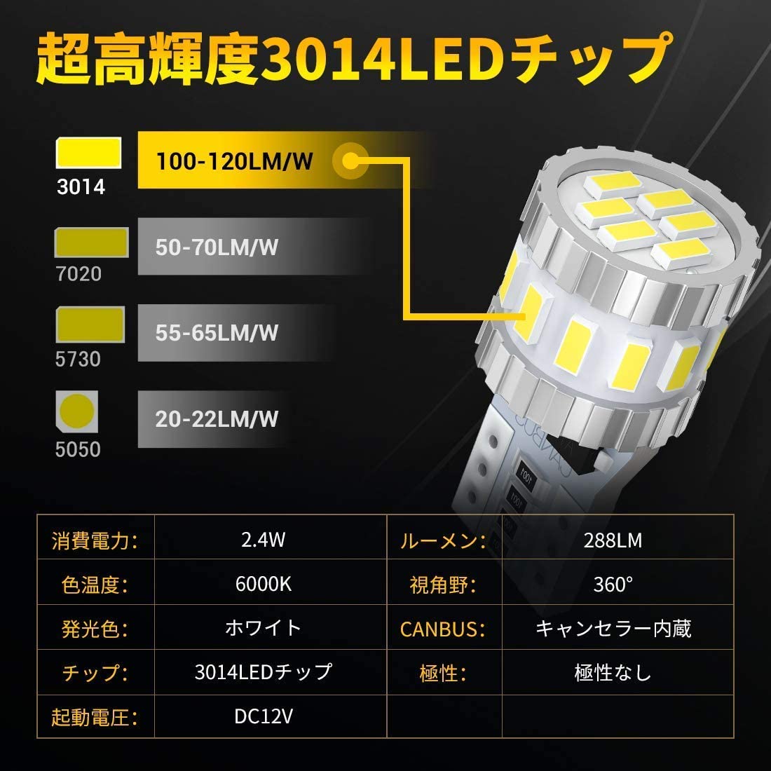 全方位チップ 超高輝度 高性能 高耐久 T10 LED　04 - 4