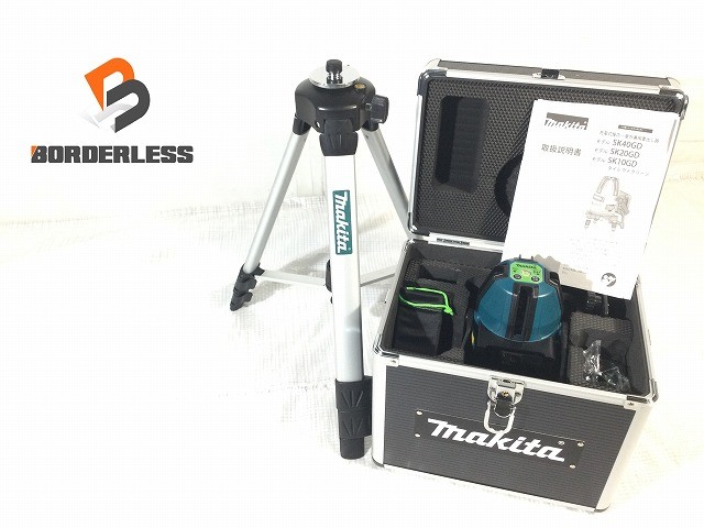 ☆美品※バッテリ別売り☆makita マキタ 10.8V 申し受ける式屋内 室外兼用 レーザ墨出し器 SK40GD 三脚架 受光器 部分品 容れもの付 位置づける器118612