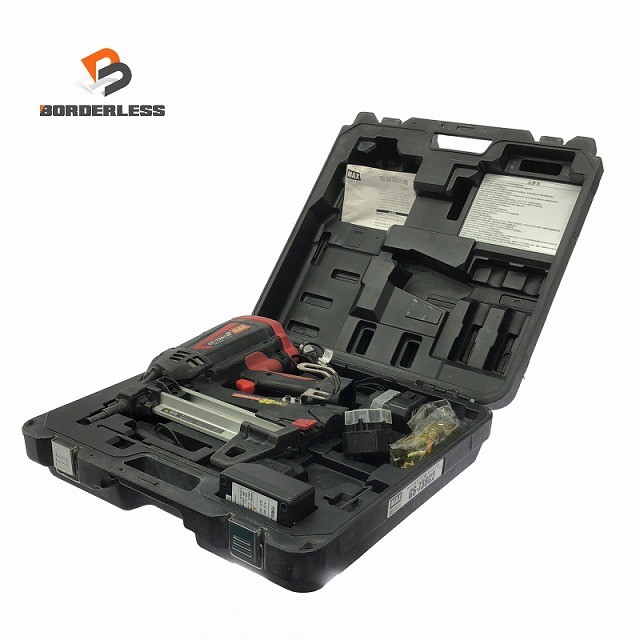 ☆中古品☆MAX マックス ガスネイラ GS-738C2 バッテリ2個(6V1.5Ah) 申し受ける器 容れもの付 申し受ける式 屁っ放り式鋲打ち機 ガスピンネイラ127936