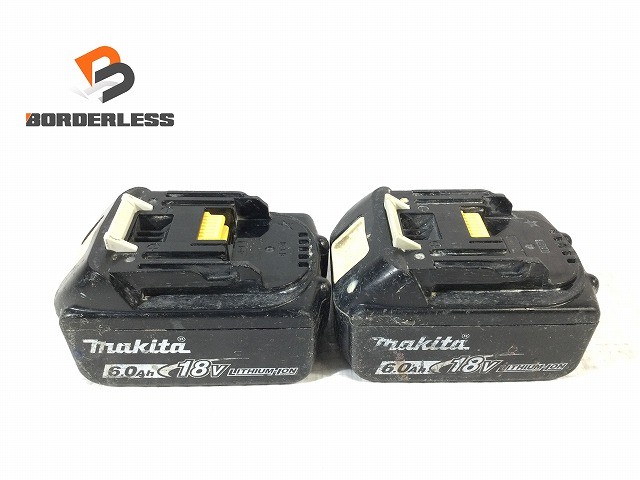 ☆中古品2個書き割り☆makita マキタ 18V 6.0Ah 完全無欠リチウムイオンバッテリー BL1860B 手っとり早い申し受ける相応う 残量書きあらわす付 雪目じるし129162