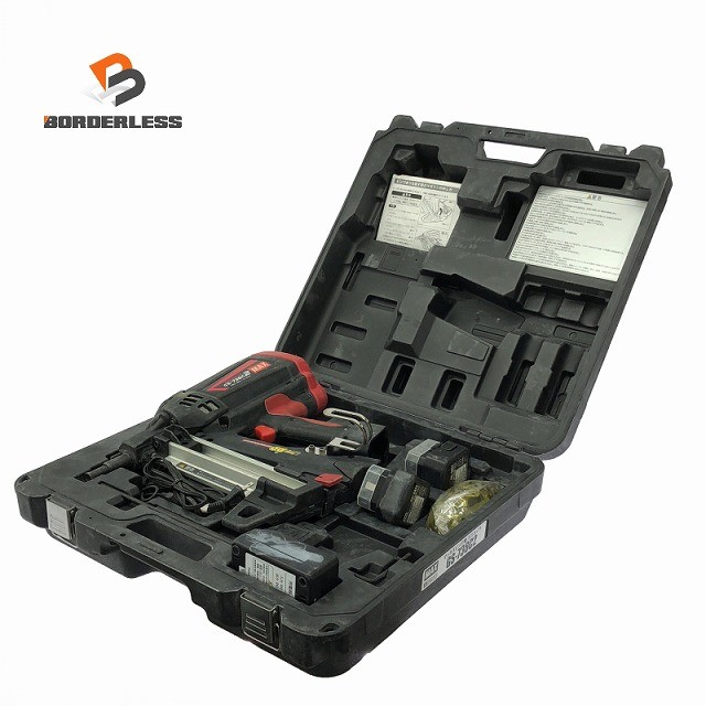 ☆中古品☆MAX マックス ガスネイラ GS-738C2 バッテリ2個(6V1.5Ah) 申し受ける器 入れもの付 申し受ける式 屁っ放り式鋲打ち機 ガスピンネイラ128608