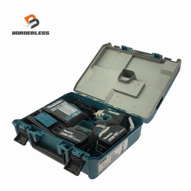 ☆中古品☆makita マキタ 18V 申し受ける式差しひびき鍵 TW300DRGX バッテリ2個(6.0Ah) 申し受ける器 QCソケット6個 容れもの付 コードレス129036