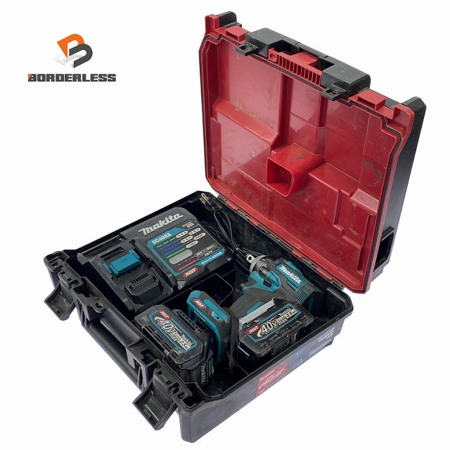 ☆中古品☆makita マキタ 40Vmax 申し受ける式差しひびき鍵 TW004GRDX バッテリ2個(2.5Ah) 申し受ける器 容れもの付 320N･m コードレス129051