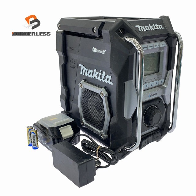 ☆中古品☆ makita マキタ 10.8V/14.4V/18V/40Vmax/100V 申し受ける式ラジオ受信機 MR002G 黒/黒いこと 本体+ACアダプタ+乾電池1個(6.0Ah)129144