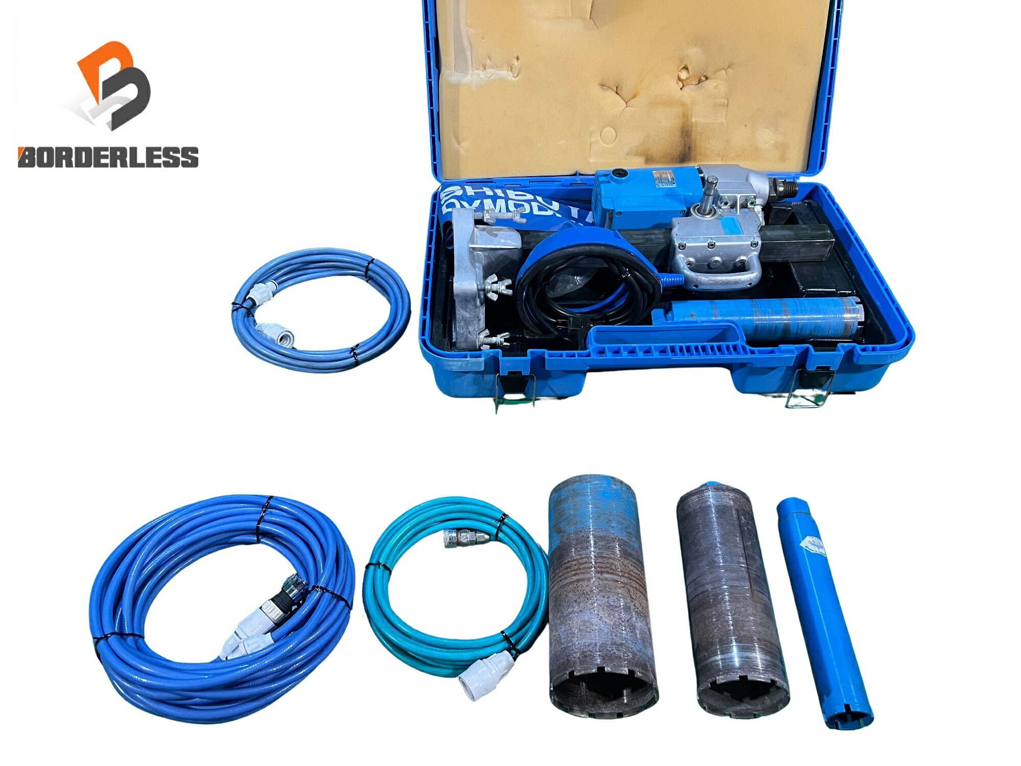 ☆中古品☆SHIBUYA シブヤ 渋谷 100V ダイモドリル TS-090 原動機(M1014) 青碧ビット4本 導管 容れもの ダイヤモンドコアドリル128956