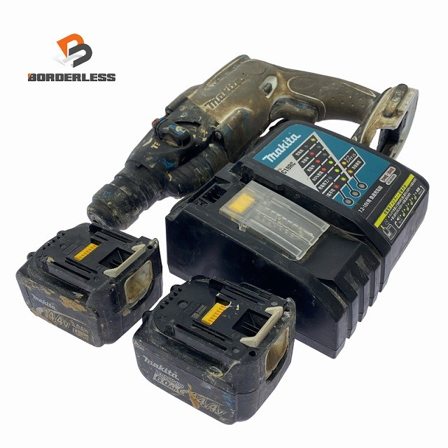 ☆中古品☆makita マキタ 14.4V 16粍 申し受ける式ハンマドリル HR162D バッテリ2個(6.0Ah 3.0Ah) 申し受ける器付 コードレス 金鎚せん孔機128984