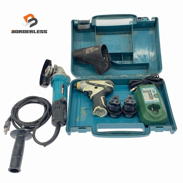 ☆中古品 2点書き割り☆ makita マキタ 125粍 ディスクグラインダ 9535B インパクトドライバ TD090D 10.8V1.3Ah×2個 申し受ける器129379