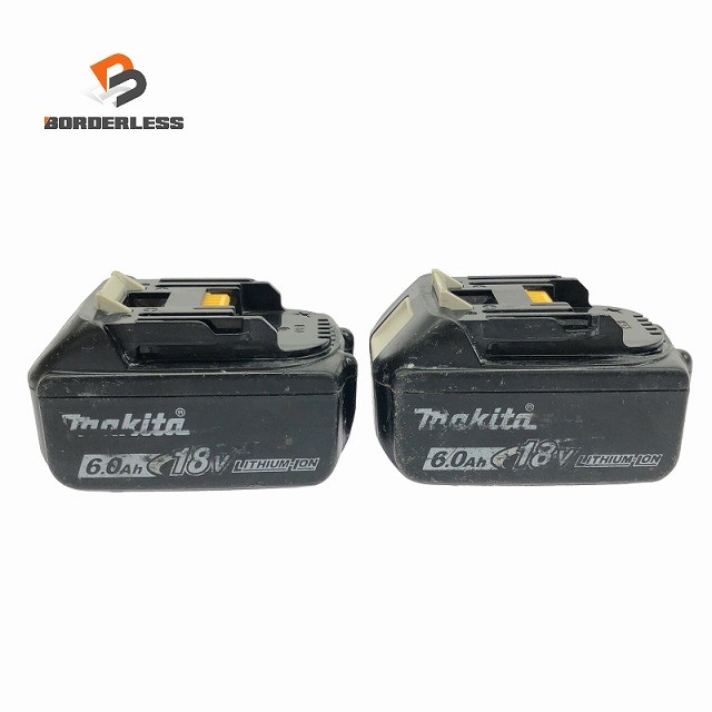 ☆中古品2点セット☆makita マキタ 18V 6.0Ah 純正リチウムイオンバッテリー BL1860B×2 急速 残量表示 LITHIUM-ION 雪マーク131960|ボーダレス 店