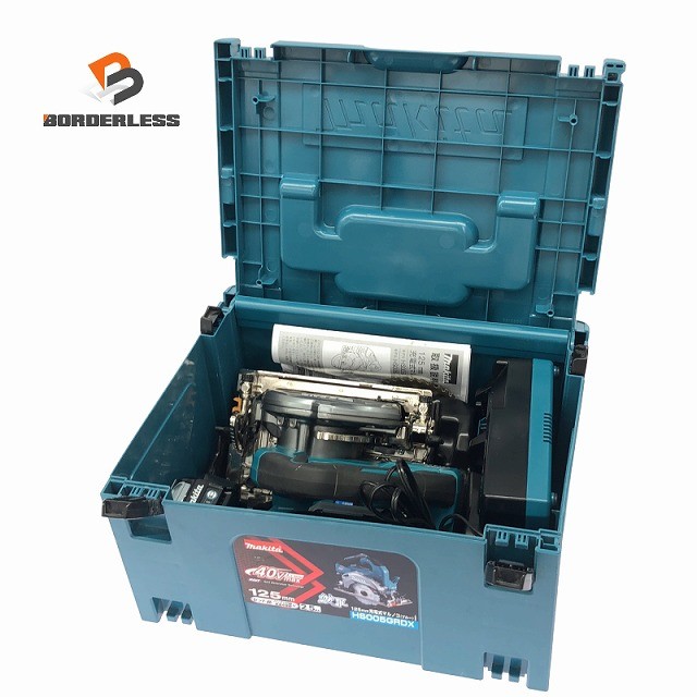 ☆中古品☆makita マキタ 40Vmax 125mm 充電式マルノコ HS005GRDX 青 バッテリ2個(2.5Ah) 充電器 ケース付 コードレス丸のこ131755｜ボーダレス　店 33,995円