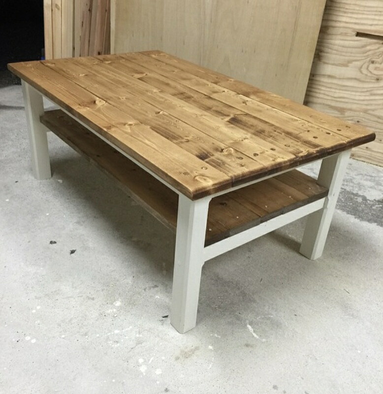 天然木 棚付き ローテーブル リビングテーブル 完成品(組み立て無し) 職人手作り 一点物 幅1200mm×奥行き620mm×高さ370mm ハンドメイド センターテーブル|Eighty Eight 店