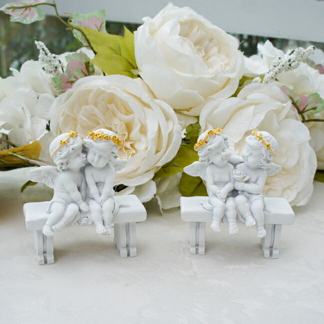 楽天市場】一輪の薔薇エンジェルオブジェ 天使 置物 ピンク ホワイト