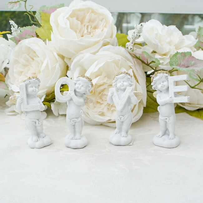 楽天市場】一輪の薔薇エンジェルオブジェ 天使 置物 ピンク ホワイト