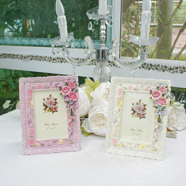 楽天市場】写真立て 薔薇のブーケ フォトフレーム アイボリー