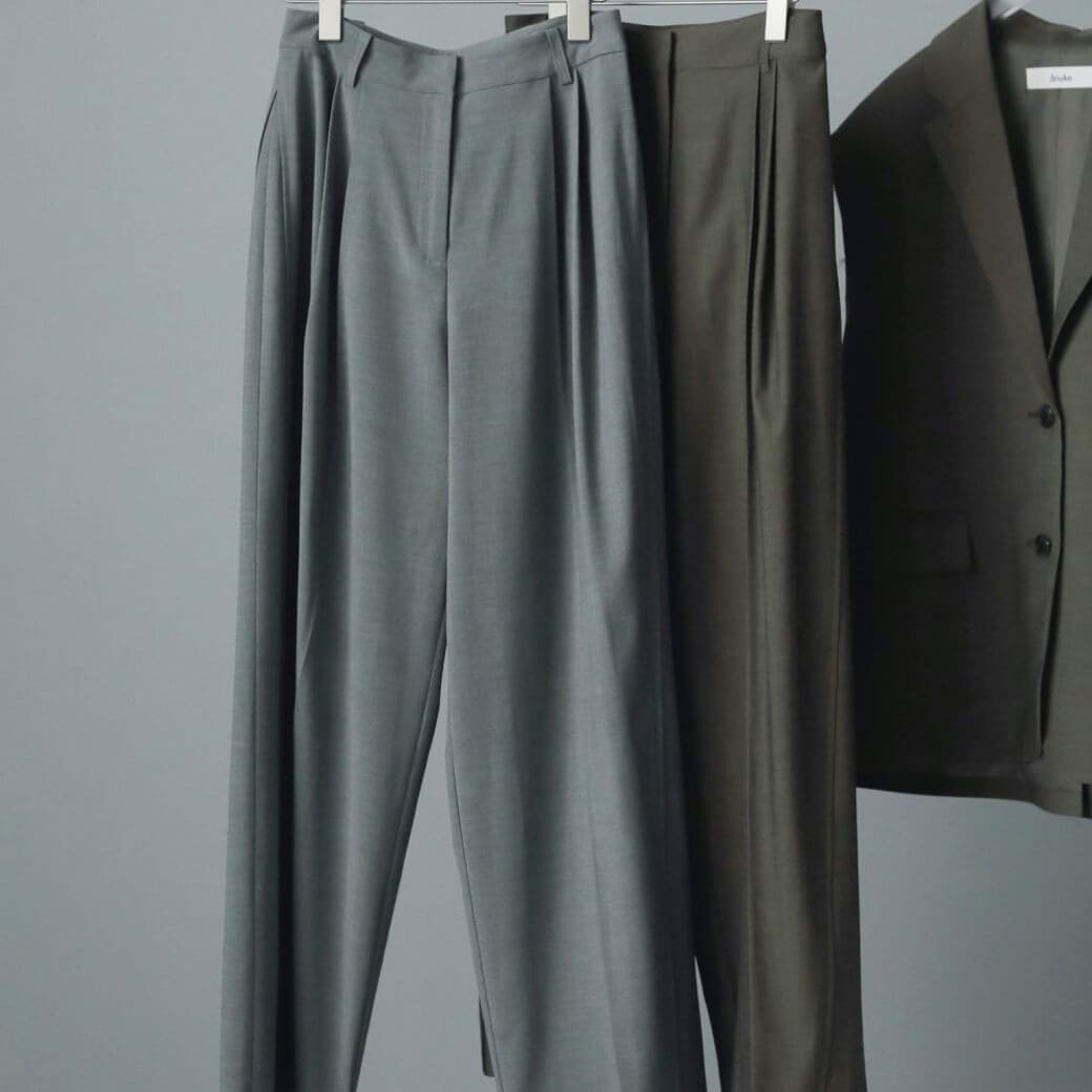anuke アンヌーク Panel Wide Pants パネルワイドパンツ レディース 春夏 スラックス　ボトムス　イージーパンツ　ポリエステル　グレー　ブラウン　FREE