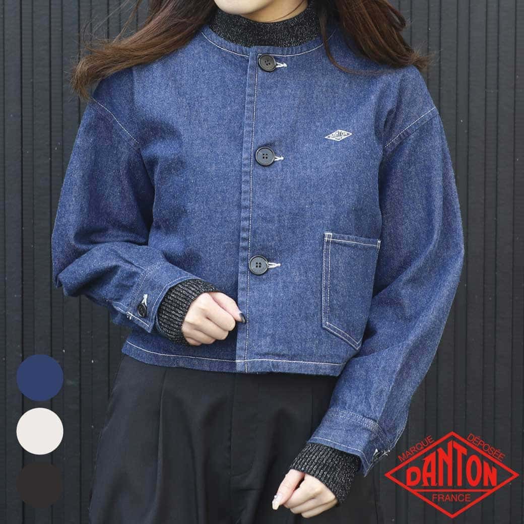 ダントン DANTON デニム コットン カラーレス ショートジャケット DENIM COLLARLESS SHORT JACKET レディース 春夏 綿100% 36サイズ|BORN FREE E-SHOP