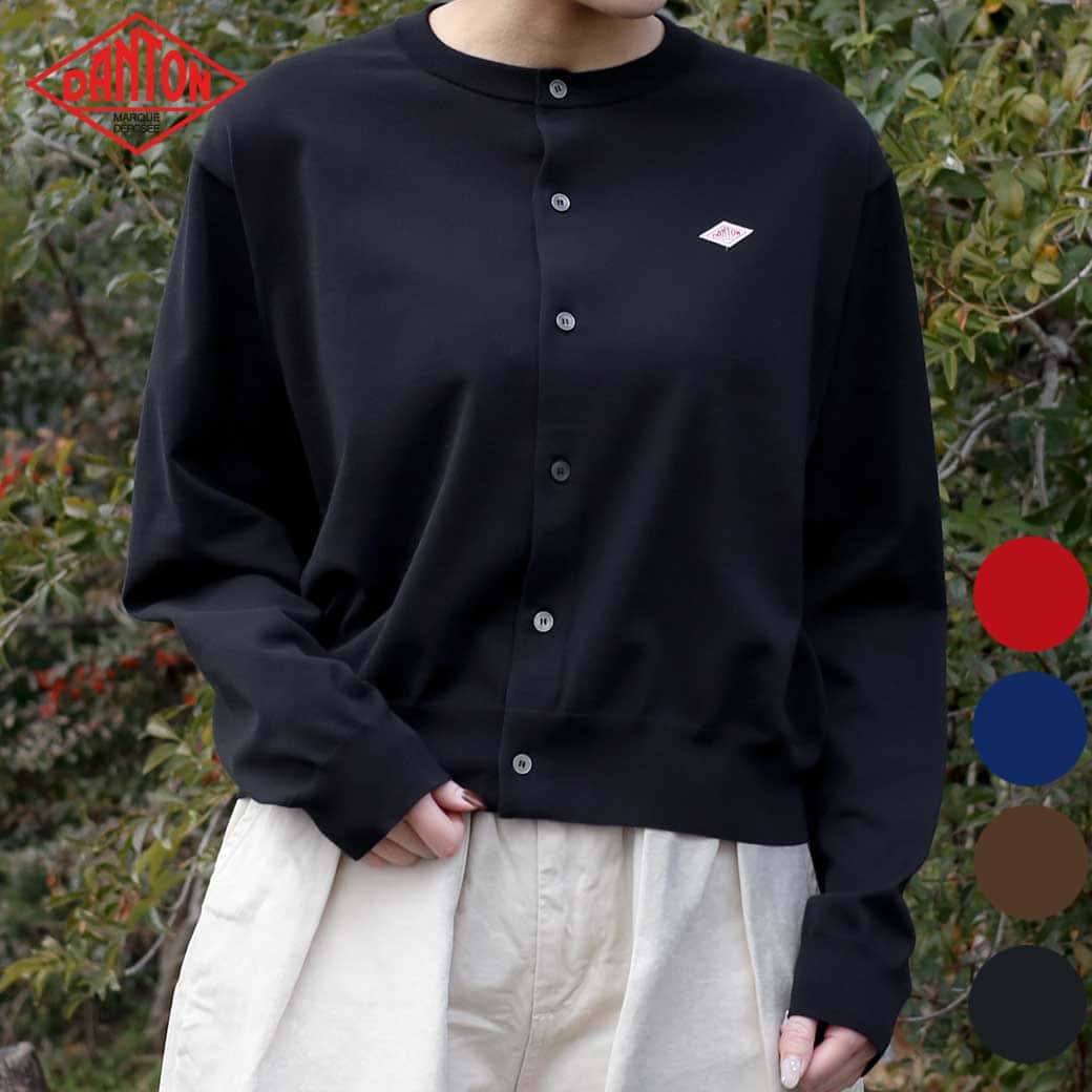 DANTON ダントン ティーシャツ編み物 労働者の一団のど首長袖ジレー レディース ポリエステル BLACK BLUE TAUPE RED 34大いさ 36大いさ
