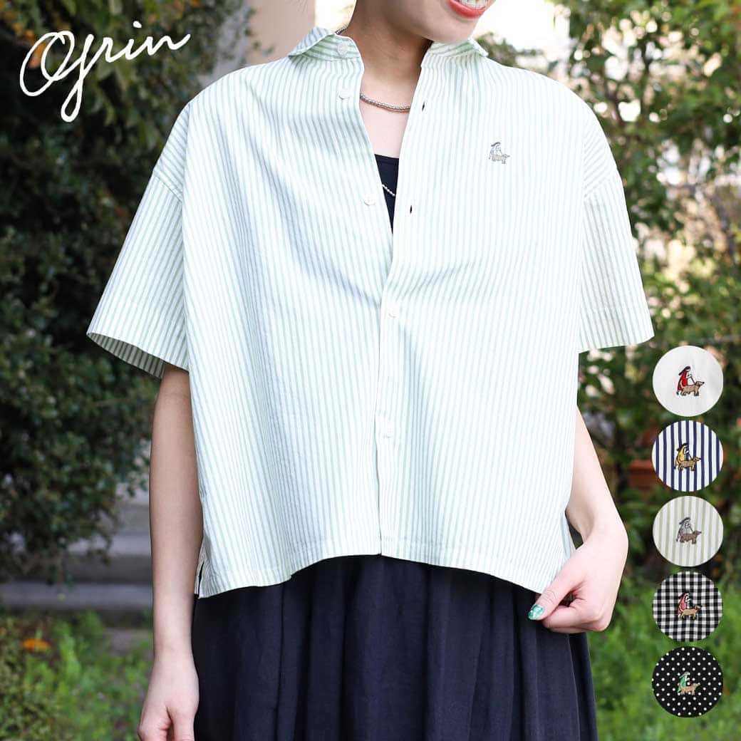 【6/4 20:00~6/11 9:59までP10倍】grin グリン ブロード お買い出し刺しゅう広広としたプルオーバー レディース 春夏 トップス プルオーバー 5色 2大きさ FREE