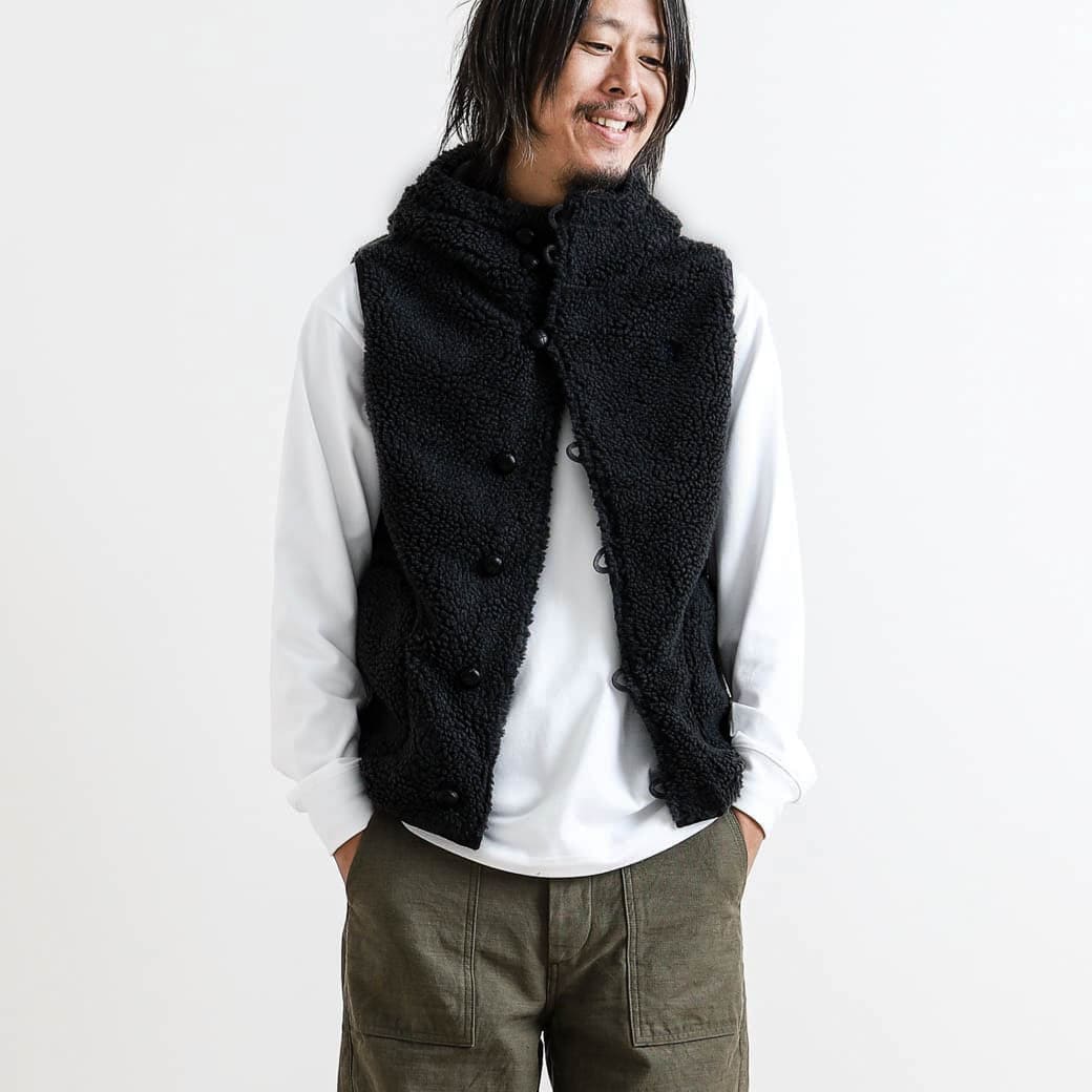 【4/4 20:00～4/10 9:59までP10倍】ジムフレックス メンズ GYMPHLEX くるみボタン ボア フードベスト BOA HOODED VEST J-1069PL アウター ボーンフリー BORN FREE