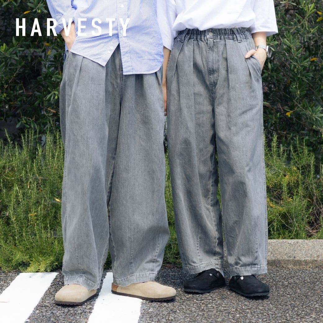 【4/14 20：00～4/17 9：59までP10倍】HARVESTY BLACK DENIM CIRCUS PANTS ハーベスティ ブラックデニム サーカスナローシルエット ユニセックス ボトムス カジュアル デニム リラックス ゆったり