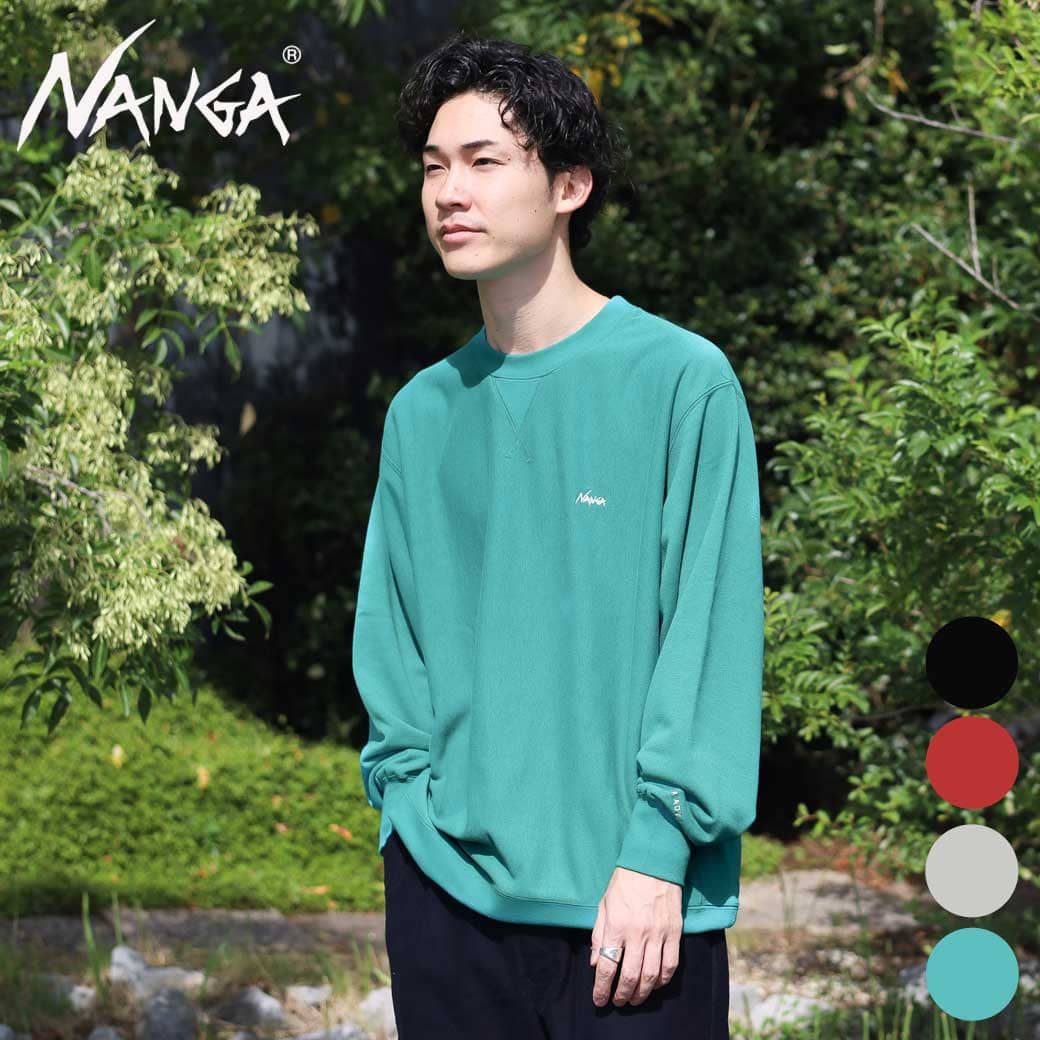 NANGA ナンガ ドライミックス テリー クルースウェット DRY MIX TERRY CREW SWEAT メンズ 秋冬 ポリエステル 綿 ポリウレタン IVO BLK RED T.GRN M Lサイズ 吸水速乾性 軽量 アウトドア n2530-1k101a 送料無料|BORN FREE E-SHOP