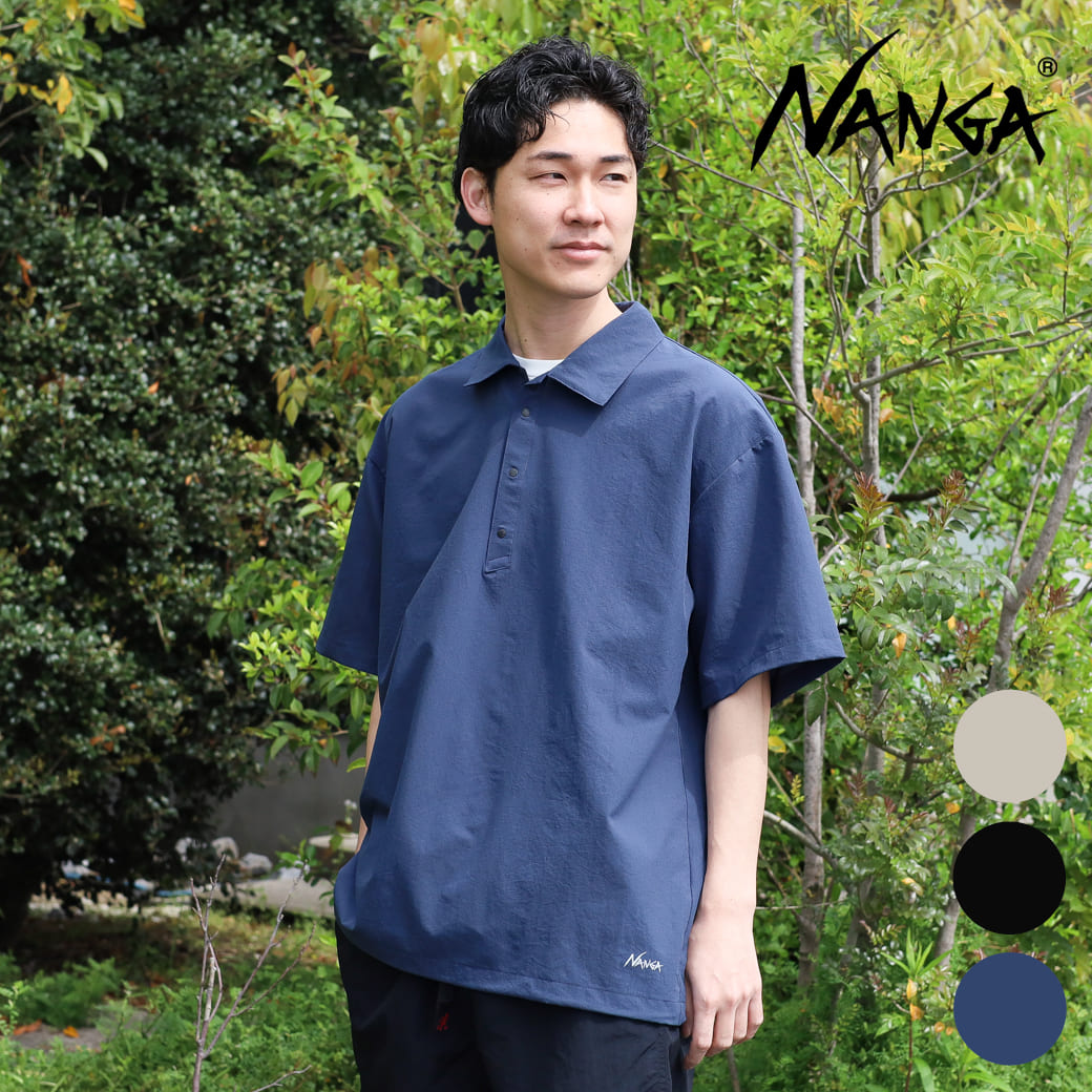 NANGA ナンガ 点点大気圏 コンフィー スポーツシャツ メンズ ポリエステル P.BLK S.BEG NVY S M L