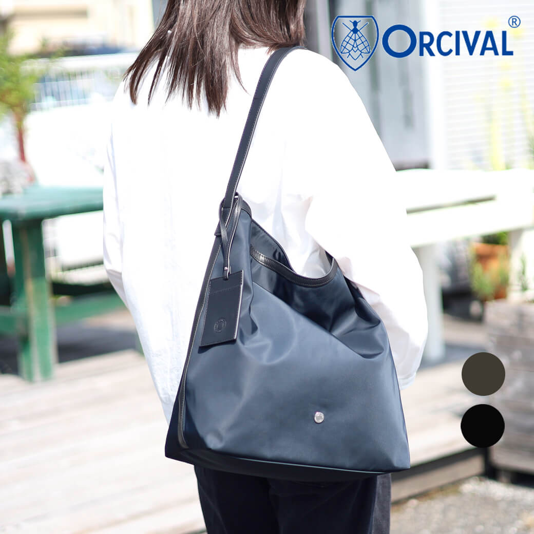【6/4 20:00~6/11 9:59までP10倍】ORCIVAL オーシバル ポリエステルツイル ショルダーバッグ ユニ一発やる ポリエステル 牛皮 BLACK DK.BROWN ONE