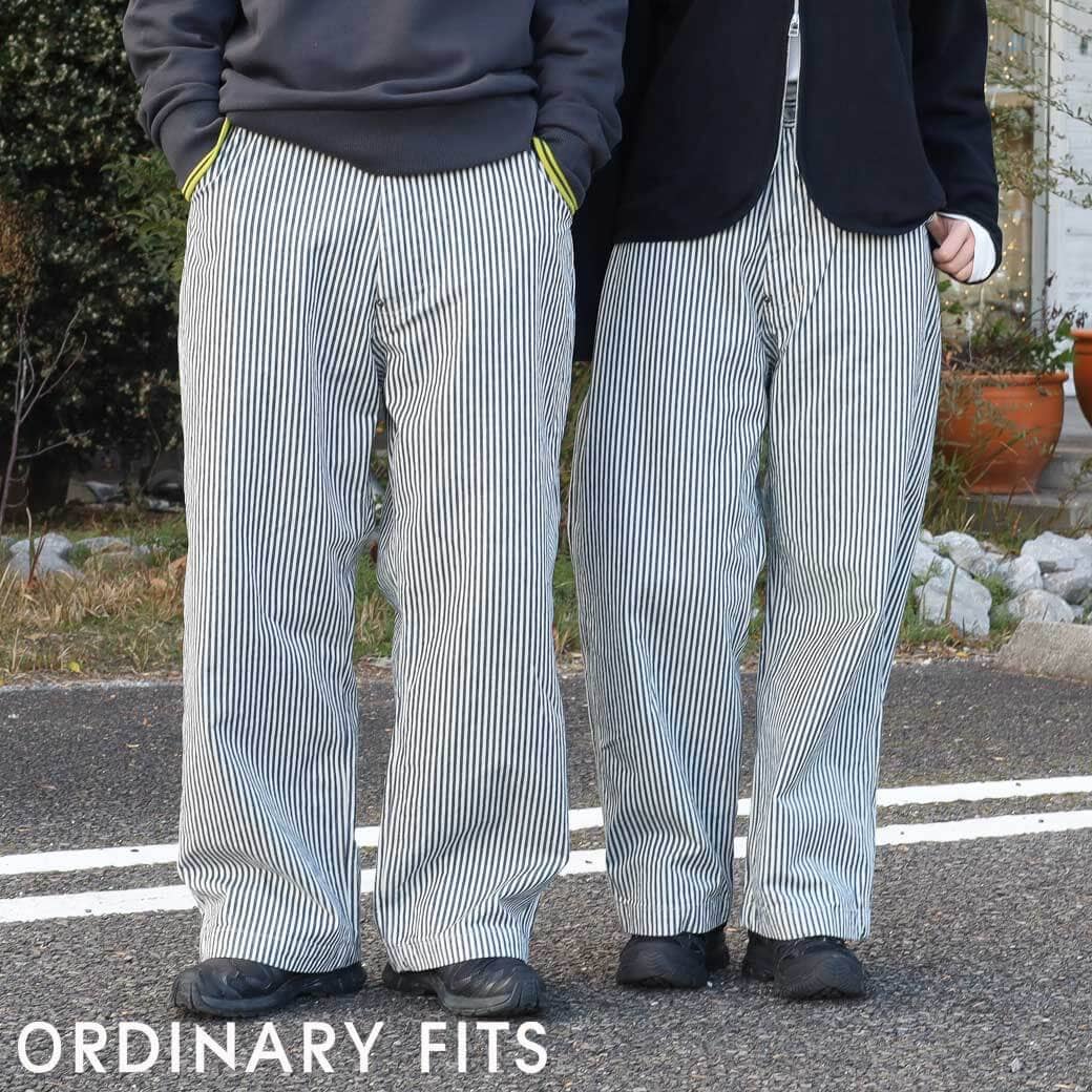 【6/4 20:00~6/11 9:59までP10倍】ORDINARY FITS オーディナリーフィッツ 呼びりんズボン下 BELL PANTS ユニ一発やる メンズ レディース 通年 綿織物 HIC 26-32inch 広広とした ゆったり ヒッコリー 180-126 貨物輸送無料