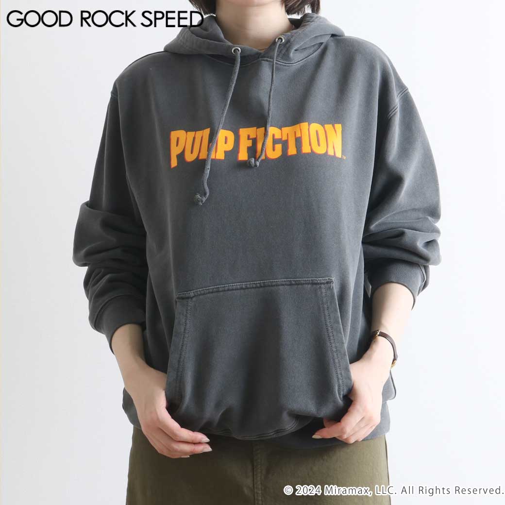 【6/4 20:00~6/11 9:59までP10倍】好ましい鍵を掛ける素早さ GOOD ROCK SPEED パルプフィクションロゴフーディー PULP FICTION LOGO HOODIE  秋冬 レディース フーディー 長袖 刷り上げる パルプフィクション 活動写真 ロゴタイプ