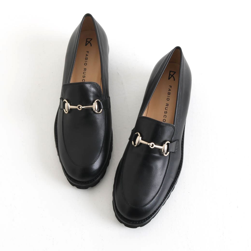 【5/9 20:00～5/16 9:59までP10倍】FABIO RUSCONI ファビオルスコーニ 5127 NATUR NERO ボリュームソール仕上ビットローファー ボーンフリー BORN FREE ローファー-靴