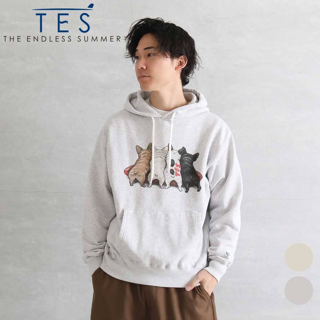 THE ENDLESS SUMMER ザ エンドレスサマー テス 4ブヒ サー毛皮 汗水 パーカー TES 4BUHI SURFER SWEAT PARKA メンズ 秋冬 綿織物 IVORY MIX GRAY M L XL大きさ 2025年秋冬 刷り上げる 犬 26374314 貨物輸送無料