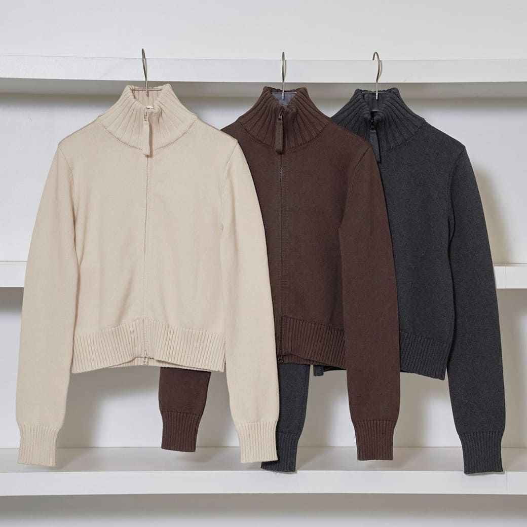 TODAYFUL トゥデイフル パウダーコンパクト ジップ 編み物 Compact Zip Knit レディース 秋冬 綿 カシミヤ 象牙色 濃灰色薄墨色 チョコレート FREE大きさ トップス 好いたらしい 吉田怜香 12520508 貨物輸送無料