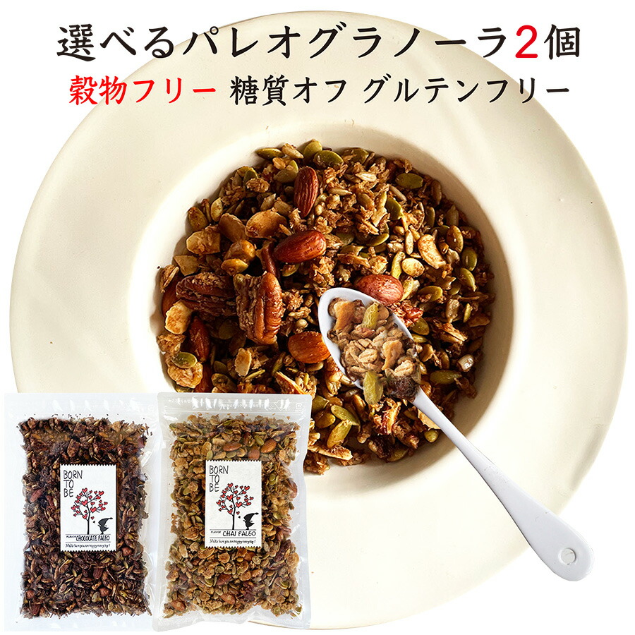 パレオグラノーラ 無添加 砂糖不使用 糖質オフ  パレオダイエット 選べる 300g×2個  チョコ チャイ 穀物不使用 ナッツ 有機シード  グレインフリー ケトジェニック グルテンフリー アサイーボウル
