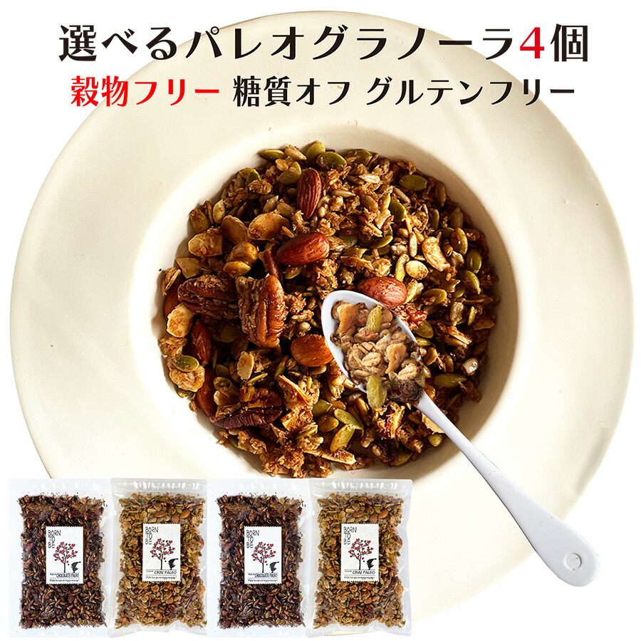 ＼お得なクーポン発行中／パレオ ダイエット グラノーラ 選べる 300g×4個 セレクト 糖質オフ 穀物不使用 無添加 ナッツ 有機シード  グレインフリー ケトジェニック オーガニック グルテンフリー アサイーボウル