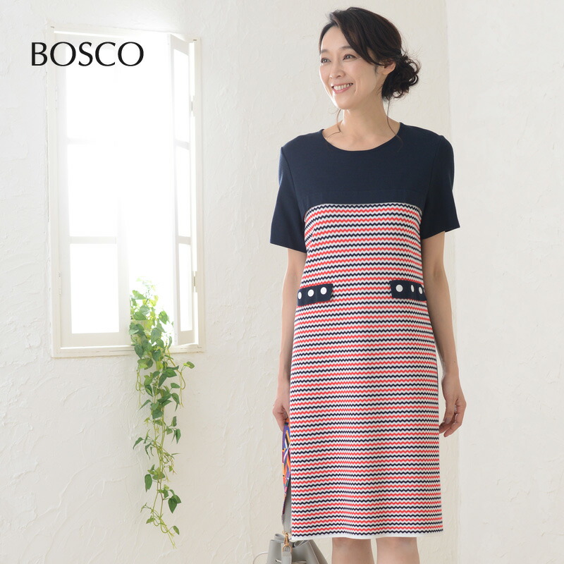 新素材新作 ワンピース 40代 30代 膝丈 ミモレ丈 ミディ丈 半袖 レディース 春夏 ワンピース ニット サマーニット 春 ニットワンピース セール アウトレット 50代 カジュアル パーティー お呼ばれ ネイビー 柄 上品 夏 旅 バカンス 旅行 Xl L M 春服 大きいサイズ