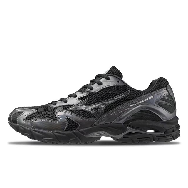 ミズノ MIZUNO WAVE RIDER 10 ブラック×ブラック×メタリックグレー メンズ スニーカー D1GA243108|BOSTON CLUB 店