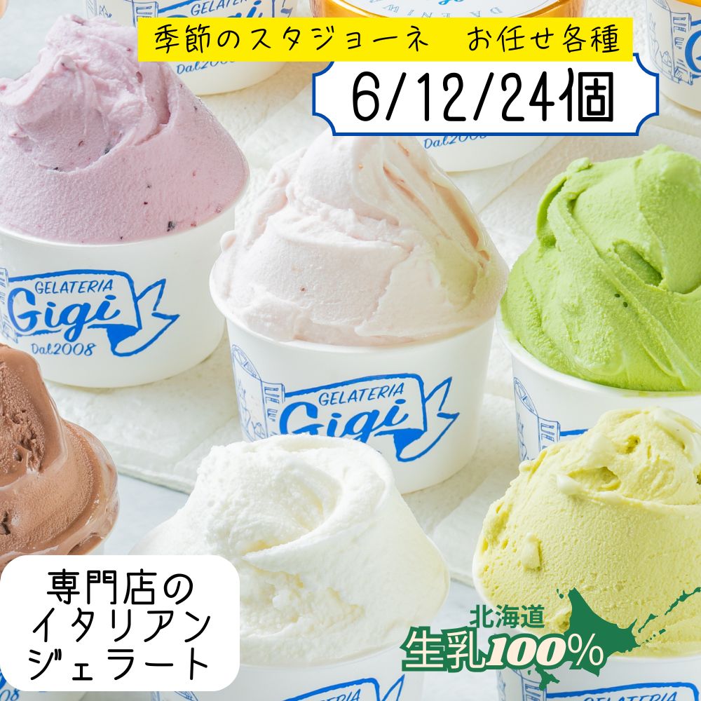 ジェラート 北海道 季節限定 スタジョーネ 6種 (6/12/24個) 新生活 ギフト 生乳100% 高級アイス イタリアン お取り寄せ 内祝い ジェラテリアGigi 内祝い お歳暮 お中元 誕生日 人気 プレゼント 女性 ご褒美 プレミアム イタリア お取り寄せ スイーツ ジジ チェルボ 北国