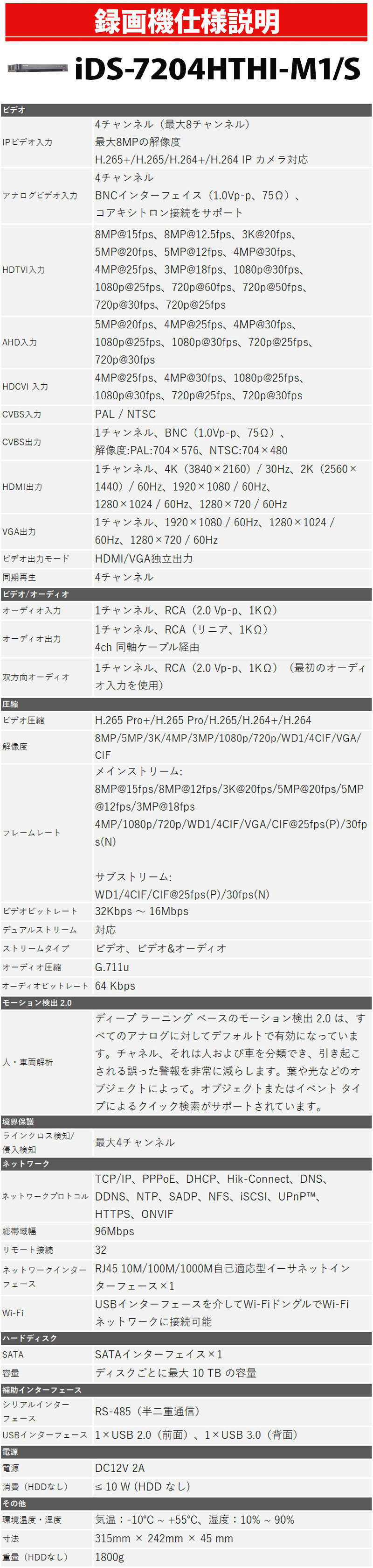 HIKVISION iDS-7204HUHI-M1/FA 防犯カメラ録画装置 lts-network.com