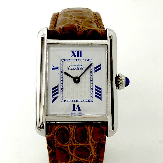 CARTIER カルティエ　マストタンク　SM　シルバー925 再メッキ仕上げ 1990年代 Dバックル付　クオーツ　USED