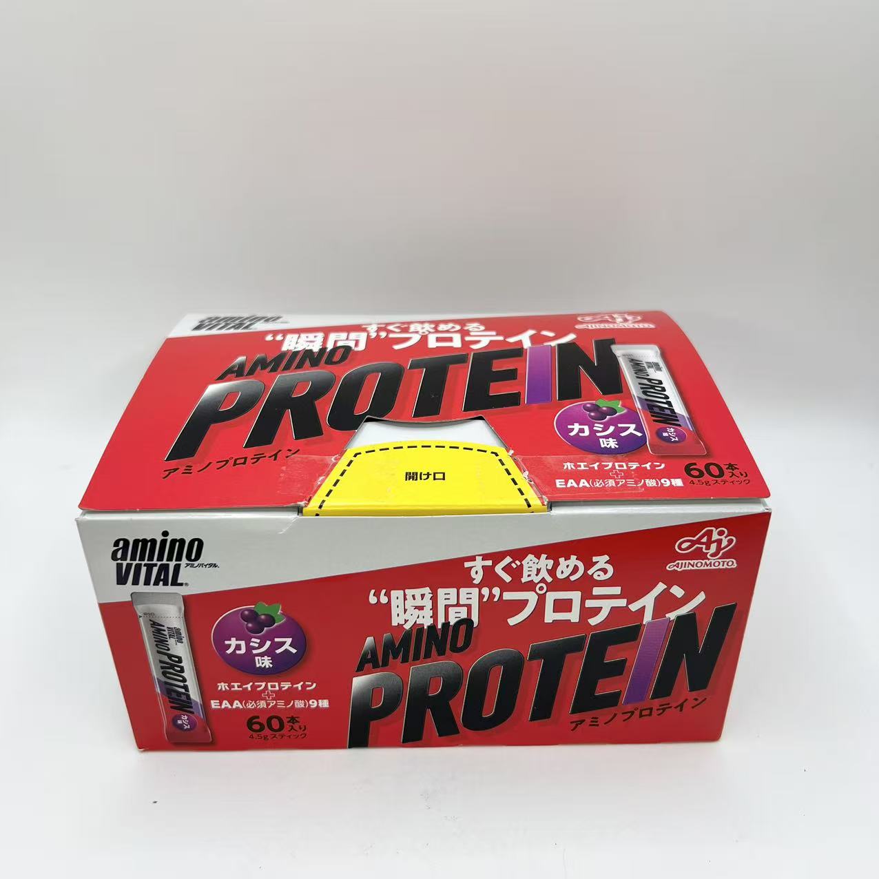 賞味期限：2027.06.01 味の素 アミノバイタル 粉末 アミノプロテイン カシス味 60本入箱 アミノ酸 BCAA EAA ホエイプロテイン シェイカー不要 計量不要 携帯性