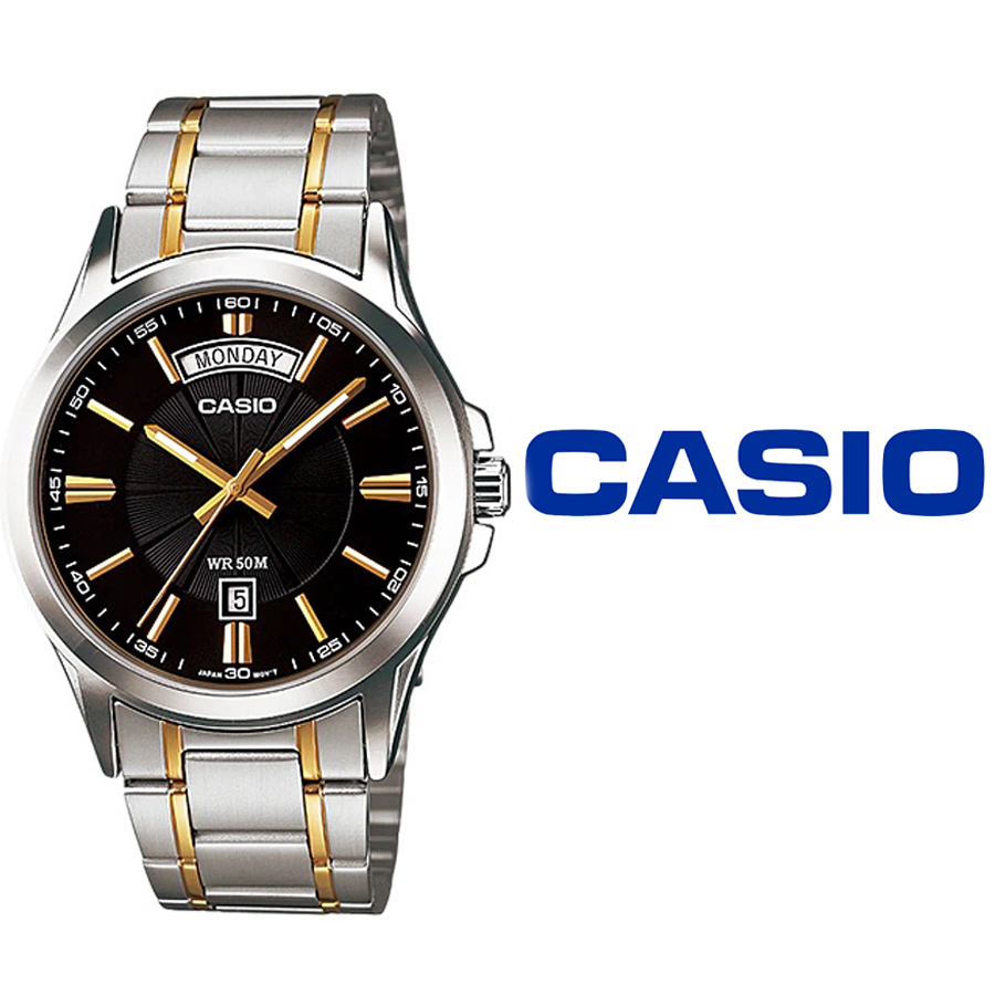 ネコポス あす楽 送料無料 Casio カシオ 腕時計 メンズ レディース キッズ 大人 子ども 男の子 女の子 Mtp 1381g 1a ステンレス アナログ クォーツ カレンダー ブラック 文字盤 シルバー ゴールド 夏 ファッション おしゃれ カジュアル アウトドア 旅行 かっこいい