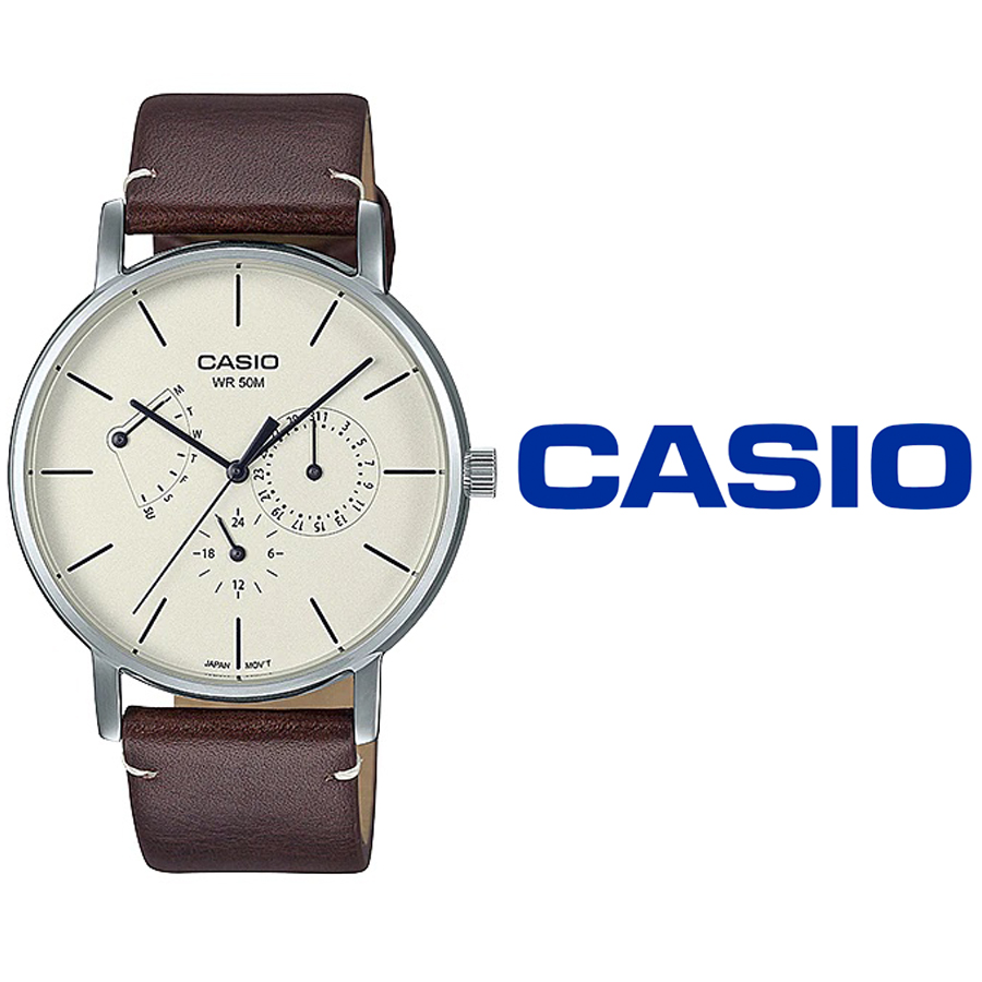 ネコポス あす楽 送料無料 Casio カシオ メンズ レディース キッズ 腕時計 Mtp l 5e 大人 子ども 男の子 女の子 アナログ クォーツ カレンダー レザーベルト ホワイト 文字盤 ブラウン レザーベルト カレンダー ビジネス カジュアル 春夏秋冬 ファッション おしゃれ