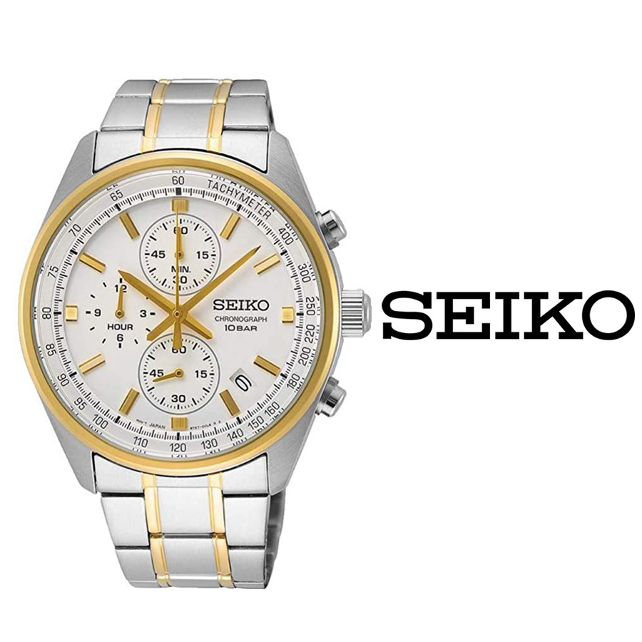 あす楽 送料無料 Seiko セイコー メンズ 腕時計 Ssb380p1 アナログ クォーツ クロノグラフ カレンダー スモールセコンド 100m防水 ホワイト ゴールド 文字盤 シルバー ステンレスベルト カジュアル ビジネス フォーマル 夏 ファッション おしゃれ デート 仕事 人気