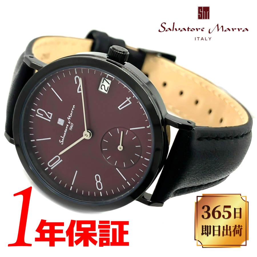 【国内正規品】 SalvatoreMarra サルバトーレマーラ 36mm レディース 女性用 男性用 メンズ クォーツ 腕時計 ラウンド 日常生活防水 クロノグラフ カレンダー 革 レザーベルト ブラック パープル シンプル かわいい かっこいい ビジネス カジュアル とけい SM21110-BKPL