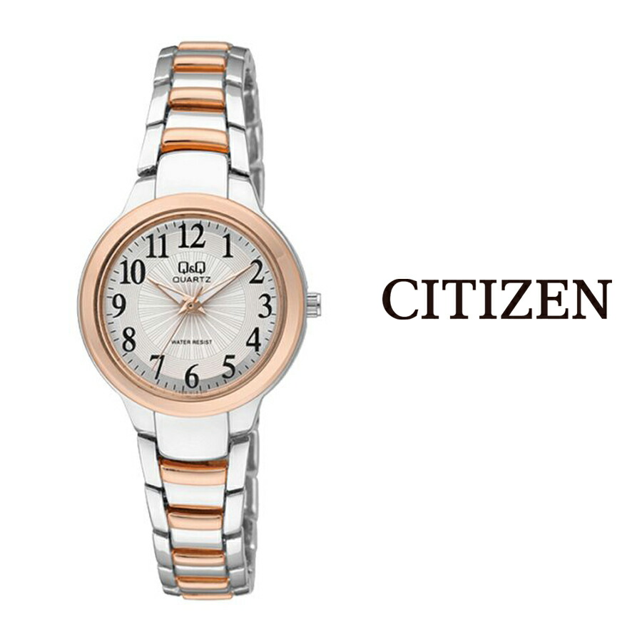 あす楽 送料無料 Citizen シチズン Q Q レディース 腕時計 F499j414y アナログ クォーツ ホワイト 文字盤 ピンクゴールド シルバー ステンレス ベルト シンプル ベーシック 女性 女の子 かわいい かっこいい カジュアル ビジネス フォーマル ファッション おしゃれ 仕事