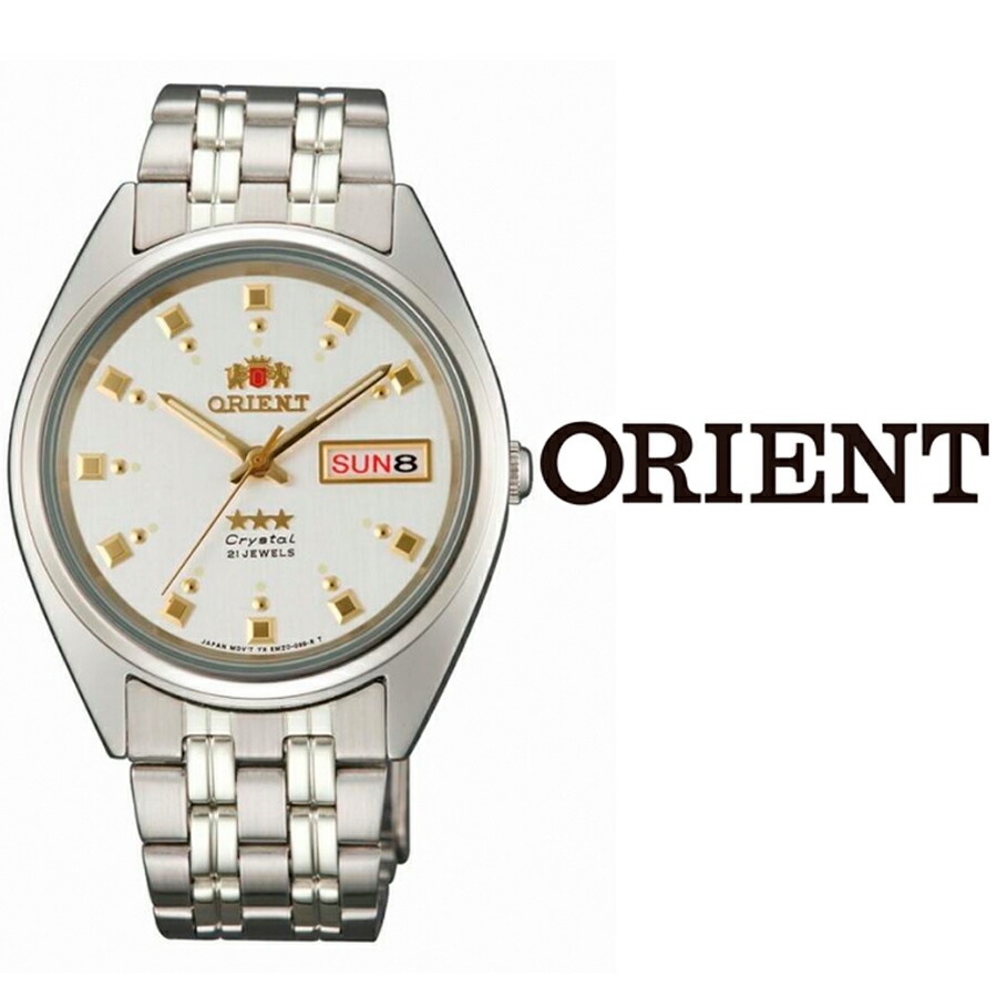 楽天市場 あす楽 送料無料 新品 オリエント Orient スリースター オートマティック 自動巻 Fabw9 ステンレス ベルト メンズ 腕時計 カレンダー シルバー ブルジョネ楽天市場店