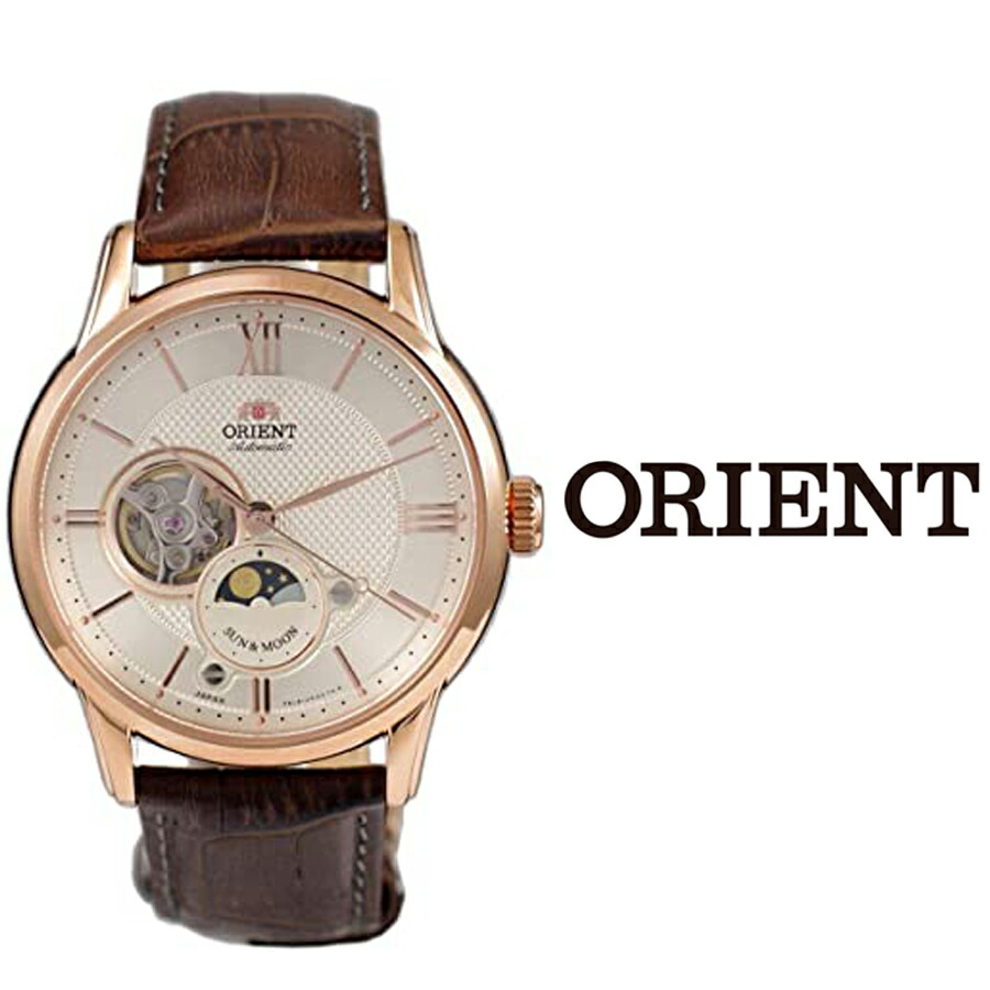 楽天市場 あす楽 送料無料 Orient オリエント メンズ 腕時計 Ra As0004s10b スケルトン クラシック 自動巻 手巻き レザーベルト サン ムーン おすすめ ピンクゴールド ブルジョネ楽天市場店